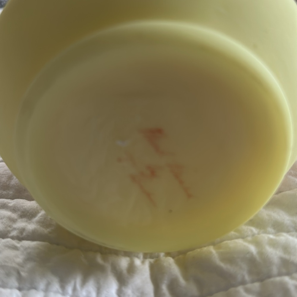 Fenton Yellow Basket with Pink Floral Design - Picture 4 of 6